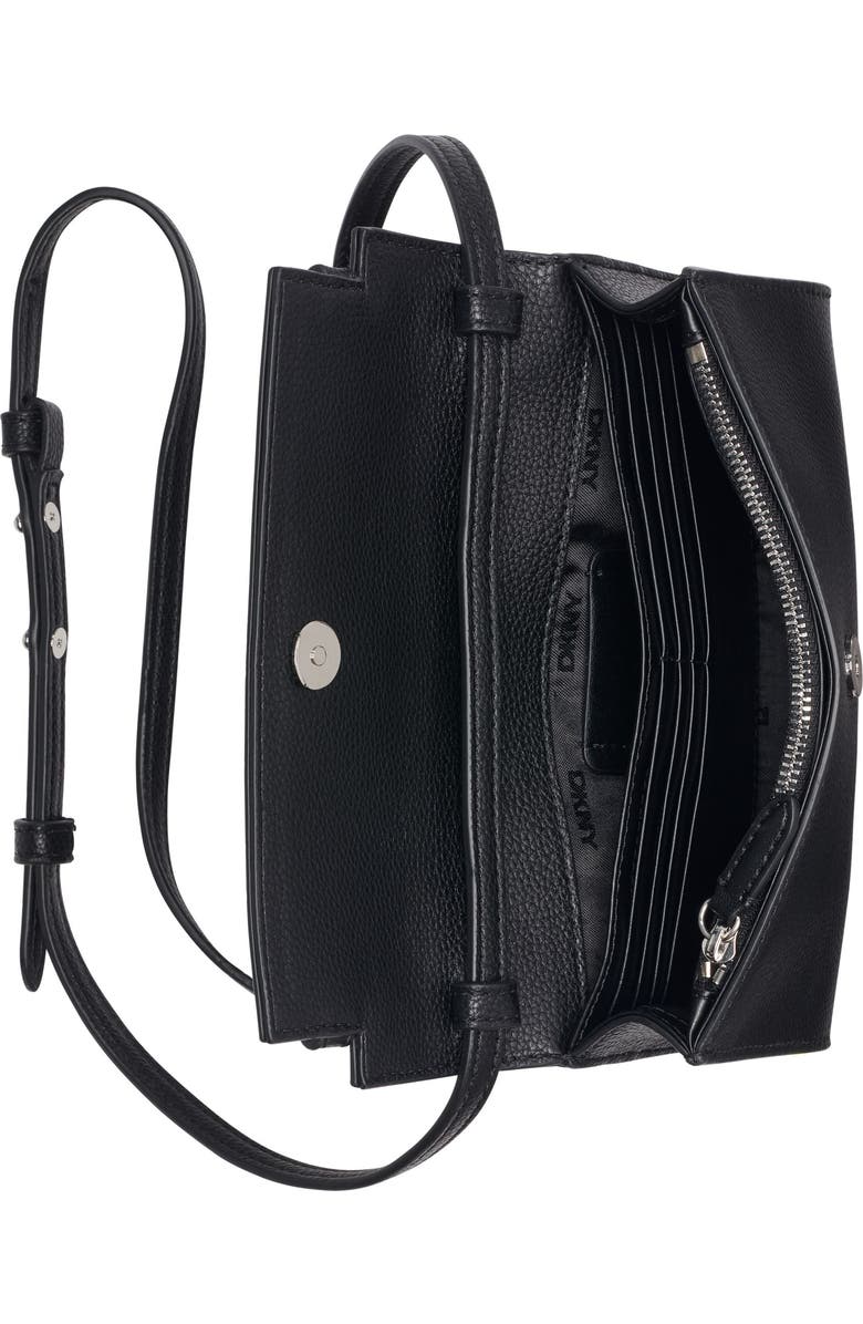 DKNY Bryar Wallet On A String, Alternate, color, Black/Silver