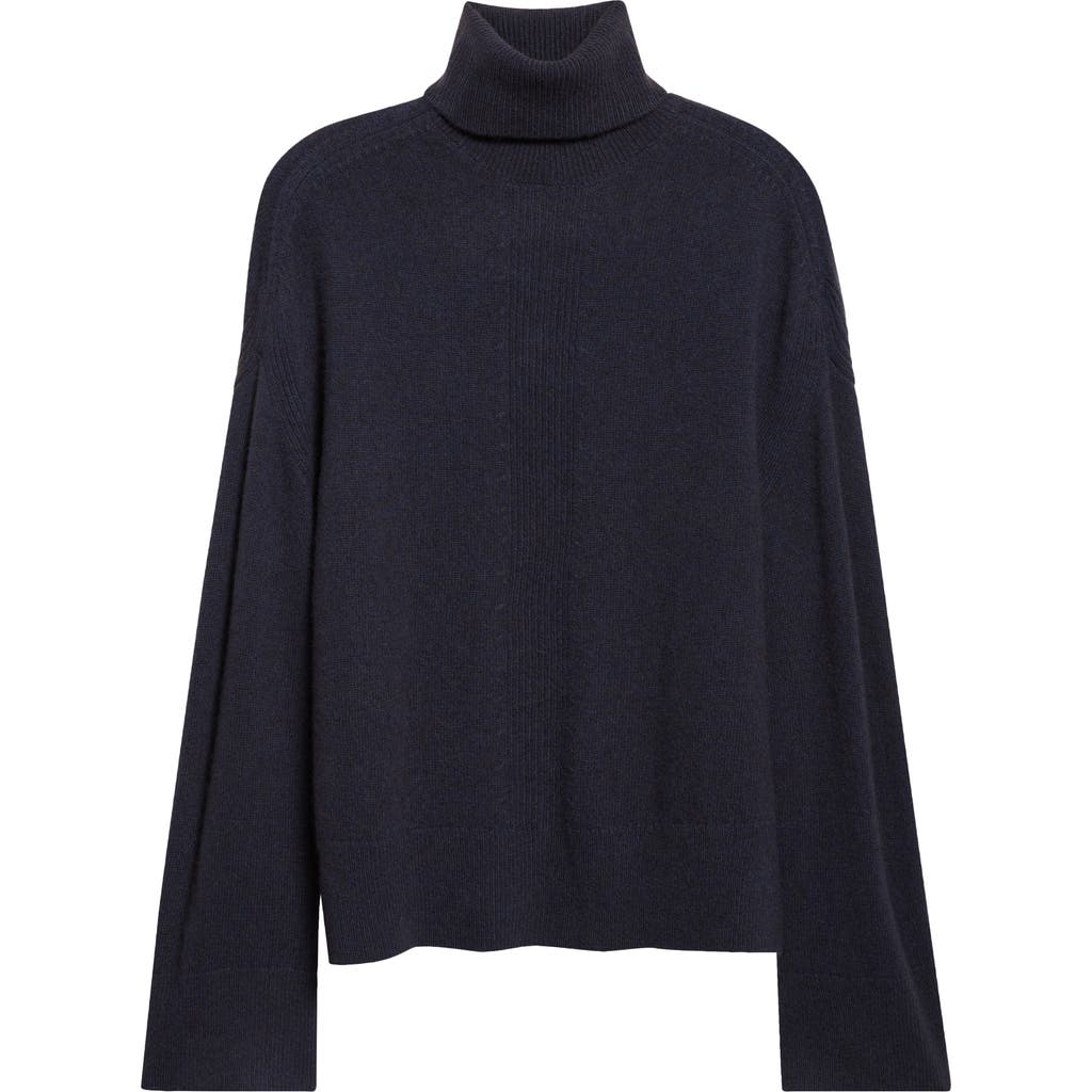 Emporio Armani Melange Turtleneck Wool Sweater In Blue