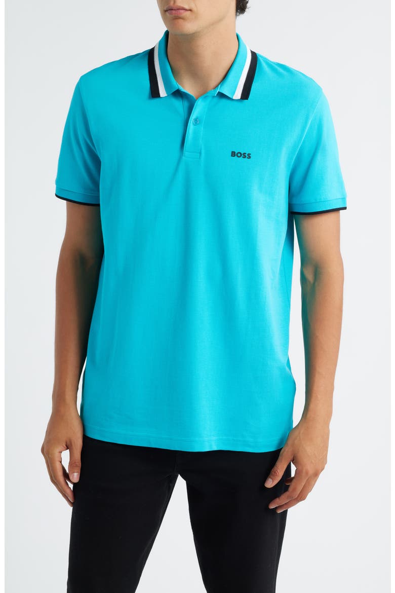 Paddy Tipped Cotton Polo, Main, color, OPEN BLUE