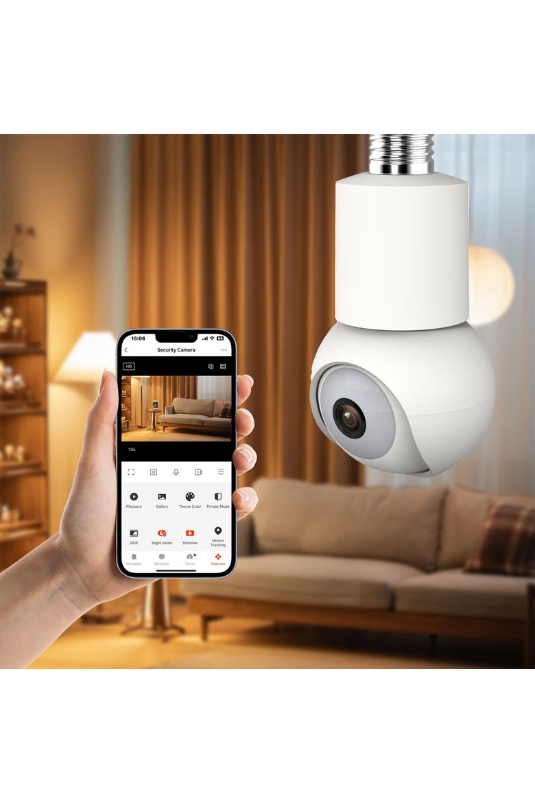 Smart WiFi 2K Light Bulb Camera, Alternate, color, White