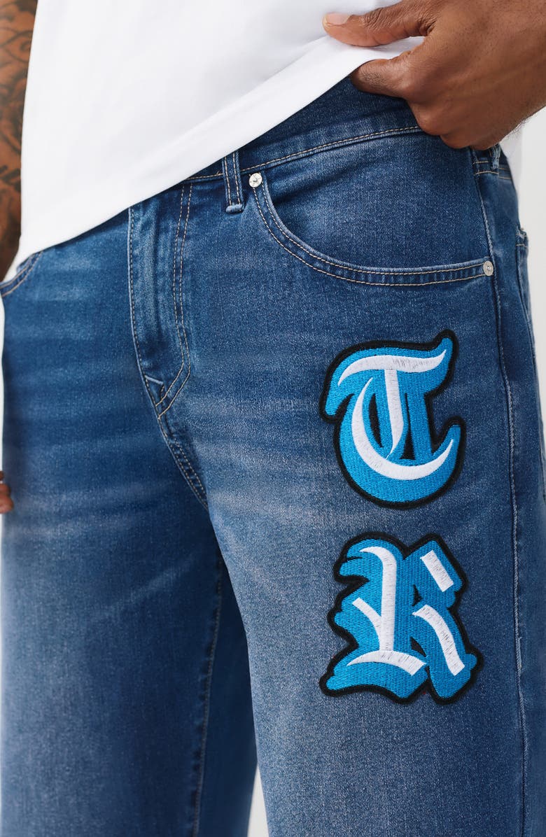 True Religion Bobby Appliqué Baggy Jeans, Alternate, color, Medium Blaze