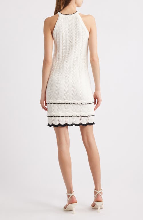Lost + Wander Sophia Halter Neck Sleeveless Sweater Dress In Off-white-black
