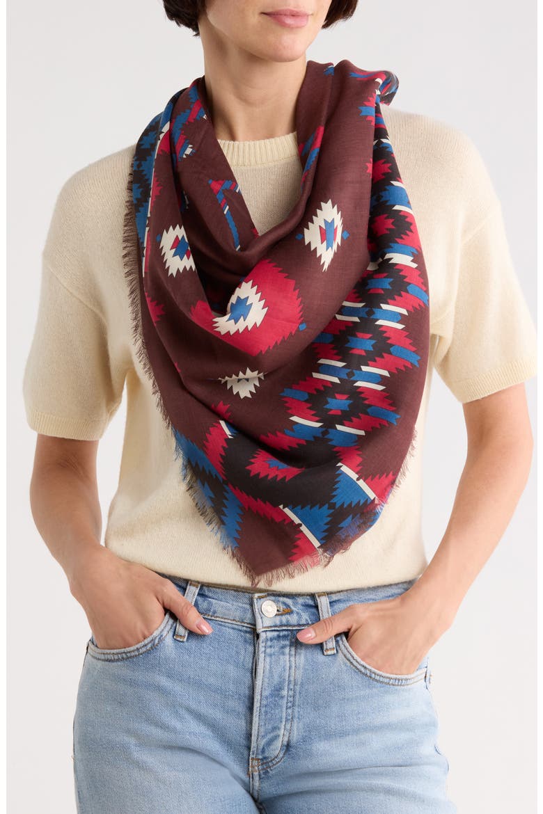 Nomad Print Scarf, Main, color, BRANDY