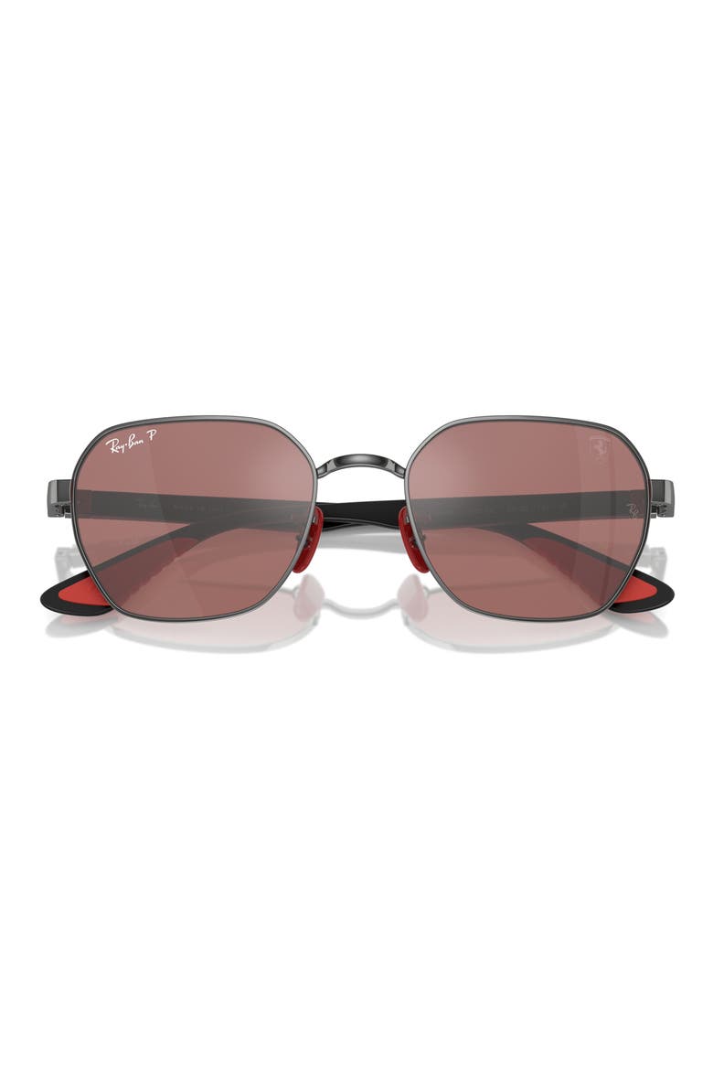 x Scuderia Ferrari 54mm Polarized Chromance Irregular Sunglasses, Alternate, color, GUNMETAL
