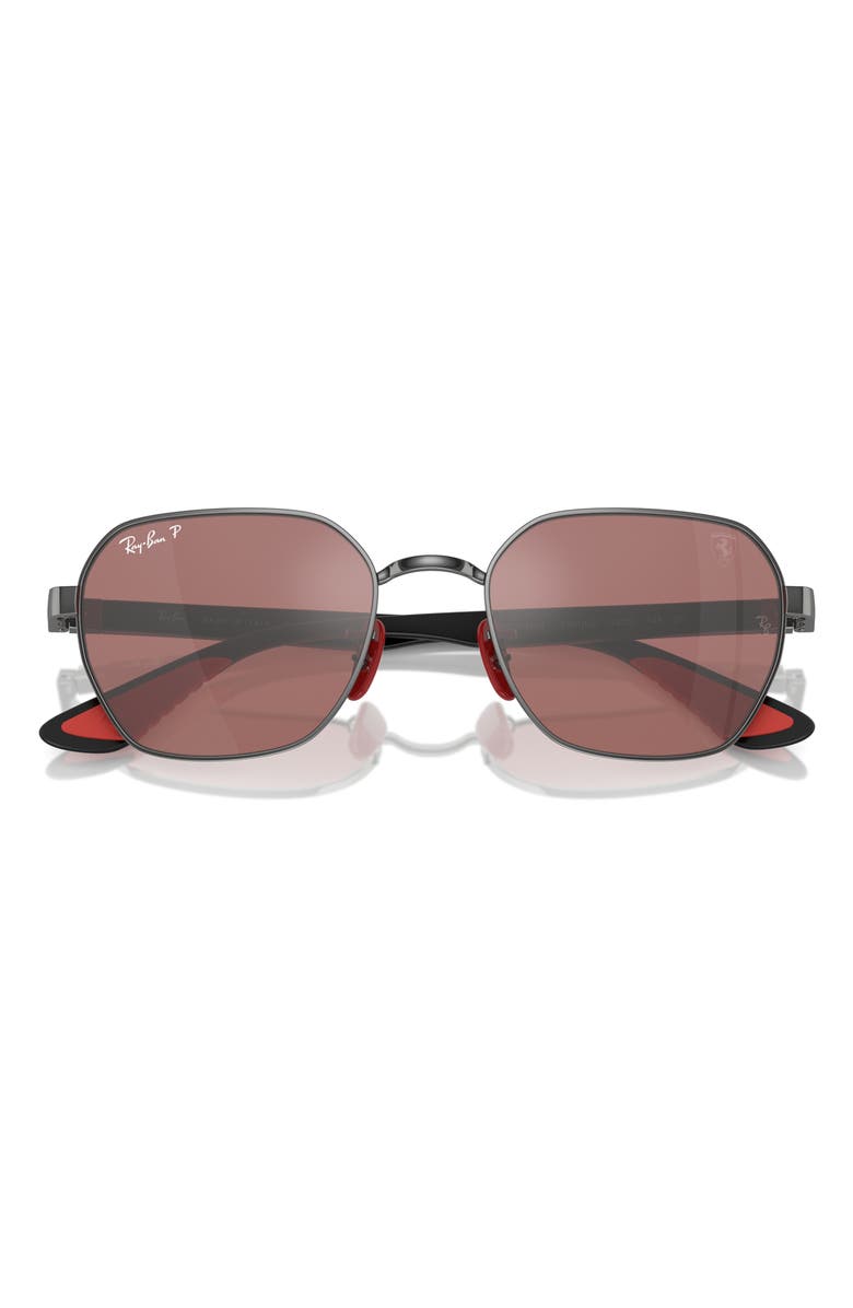 Ray-Ban x Scuderia Ferrari 54mm Polarized Chromance Irregular Sunglasses, Alternate, color,