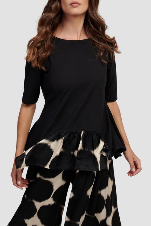 ALEMBIKA ALEMBIKA SERENE PRINT MIXED MEDIA PEPLUM TOP