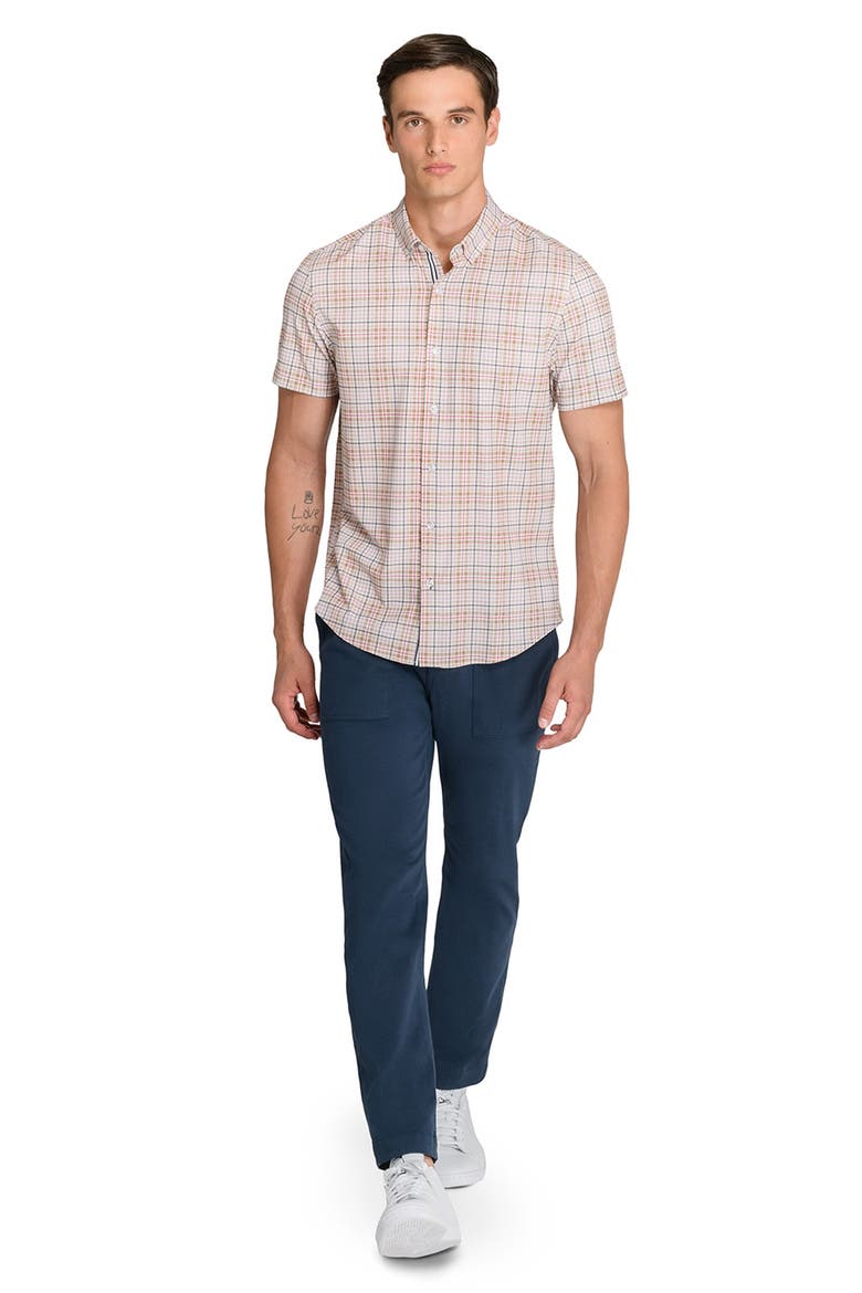 Plaid Woven Short Sleeve Basic, Alternate, color, TAN