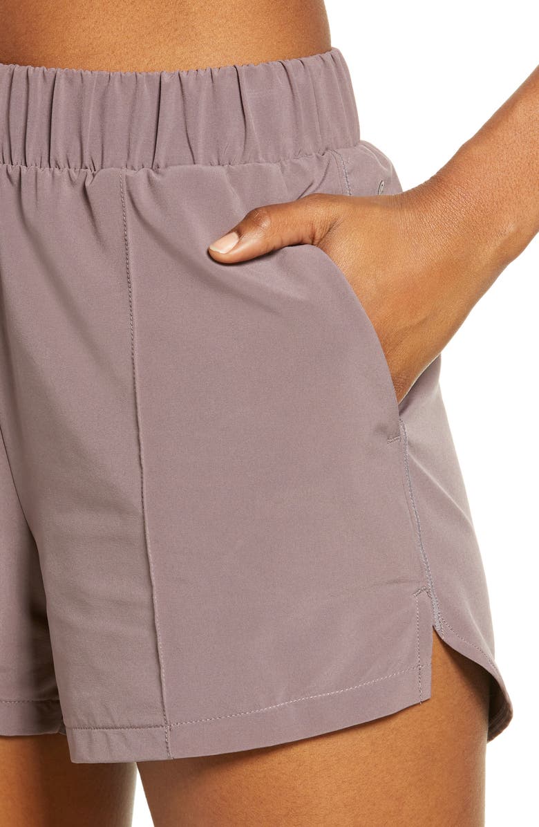 Zella Taylor Getaway High Waist Stretch Recycled Polyester Shorts, Alternate, color,