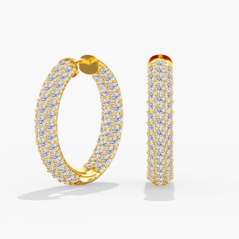 Domed Pave Inside Out Lab Diamond Hoops in 14K Gold