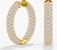 Everlee Domed Pave Inside Out Lab Diamond Hoops in 14K Gold