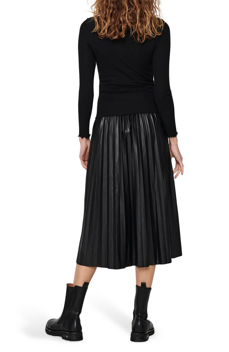 Only Emma Funnel Neck Ribbed Sweater, Alternate, color, Black