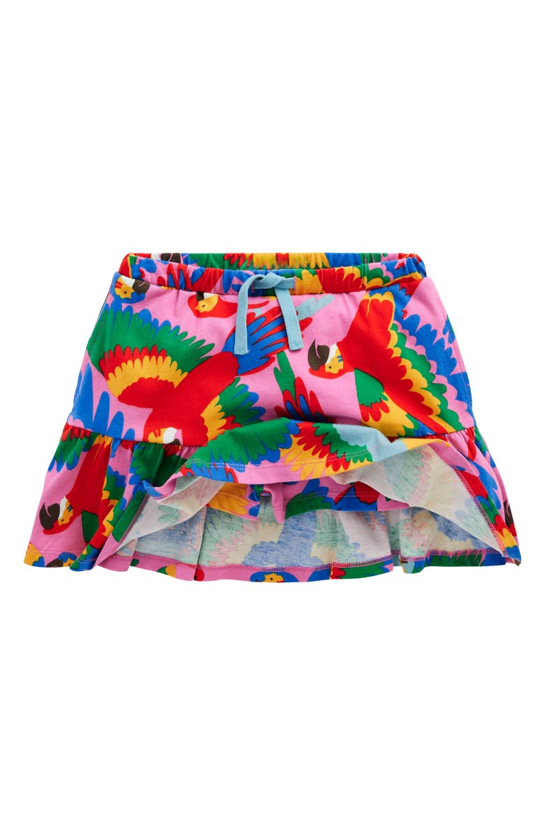 Mini Boden Kids' Tiered Cotton Jersey Skort, Alternate, color, Multi Rainbow Parrot