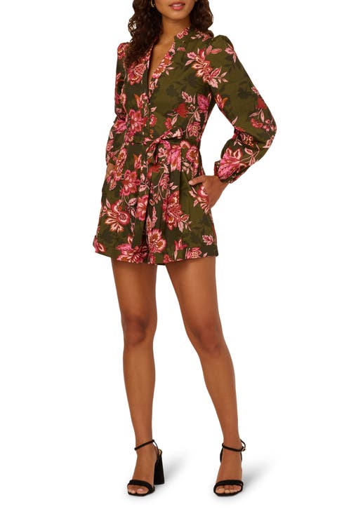 Print Tie Waist Romper