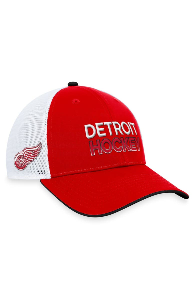 FANATICS Men's Fanatics Branded Red Detroit Red Wings Authentic Pro Rink Trucker Adjustable Hat, Main, color,