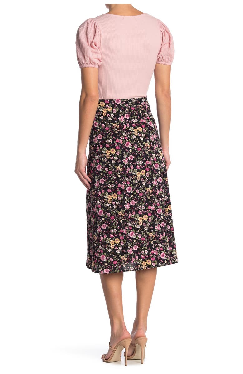 Good Luck Gem Printed Side Button Midi Skirt, Alternate, color,