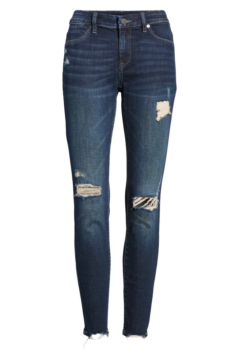 Ripped Ankle Skinny Jeans, Alternate, color, MODERN VICE DARK BLUE