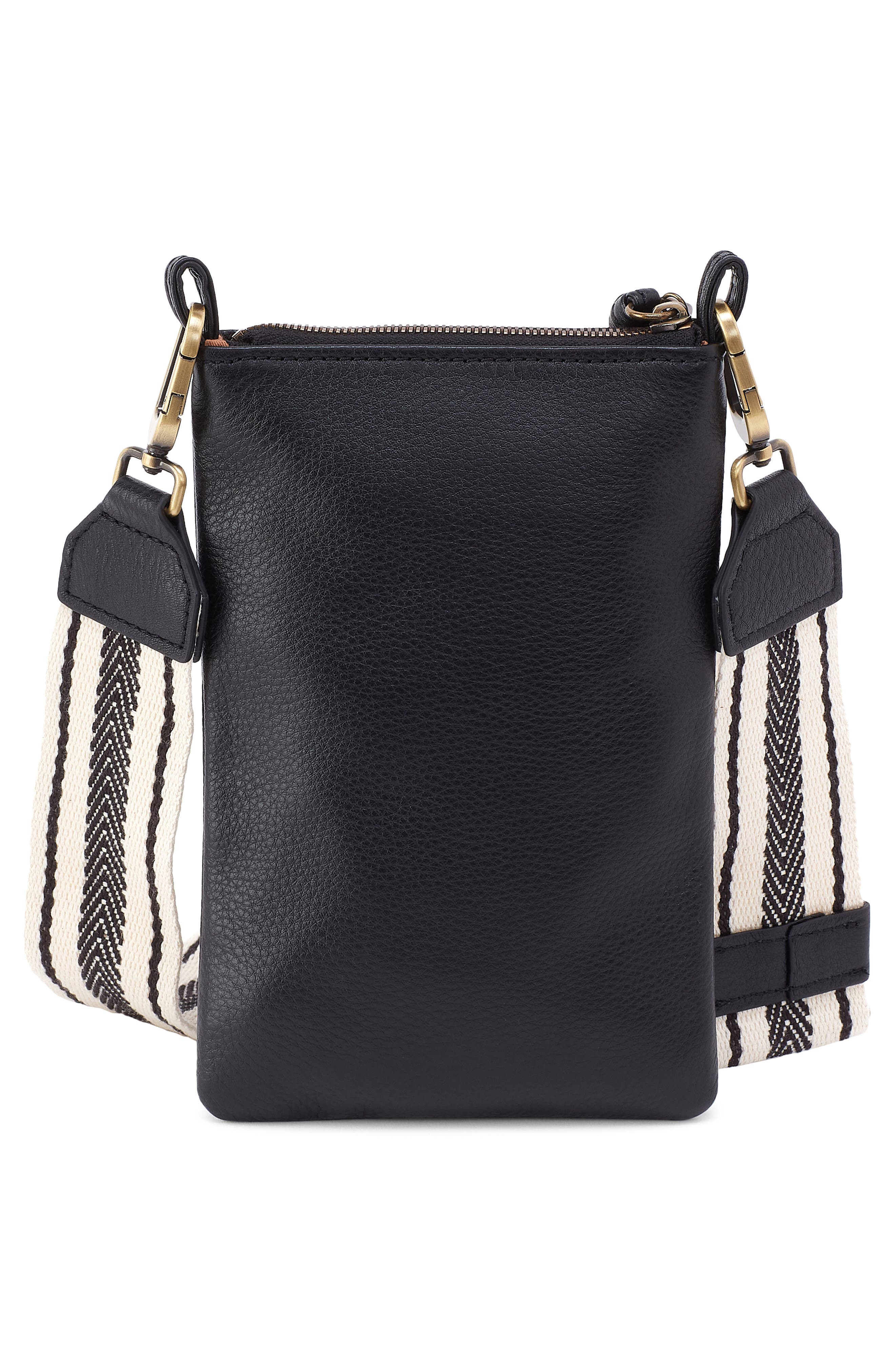 HOBO Cass Leather Phone Crossbody Bag, Alternate, color, Black