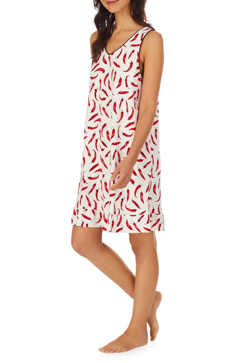 Ruffle Hem Jersey Chemise, Alternate, color, CAYENNE