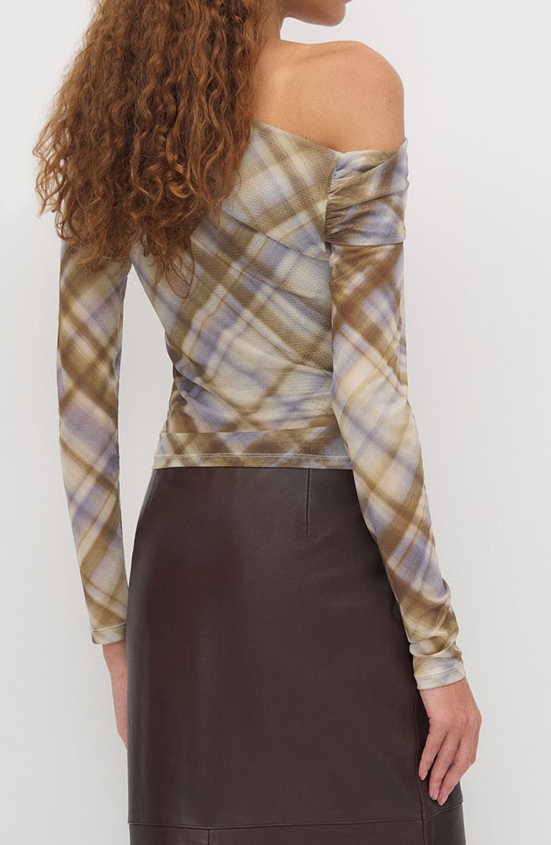 Reformation Elio Cowl Neck Top, Alternate, color, Whisper Plaid
