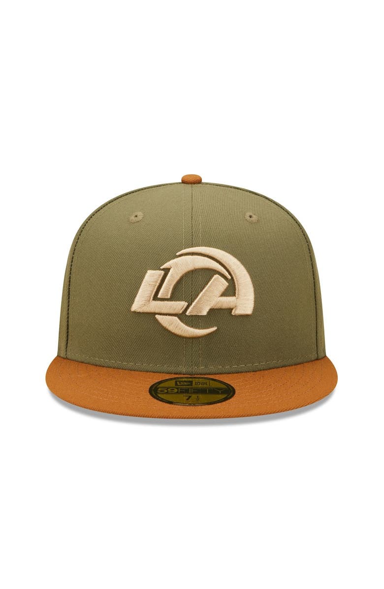 New Era Men's New Era Olive/Brown Los Angeles Rams Toasted Peanut 59FIFTY Fitted Hat, Alternate, color, 