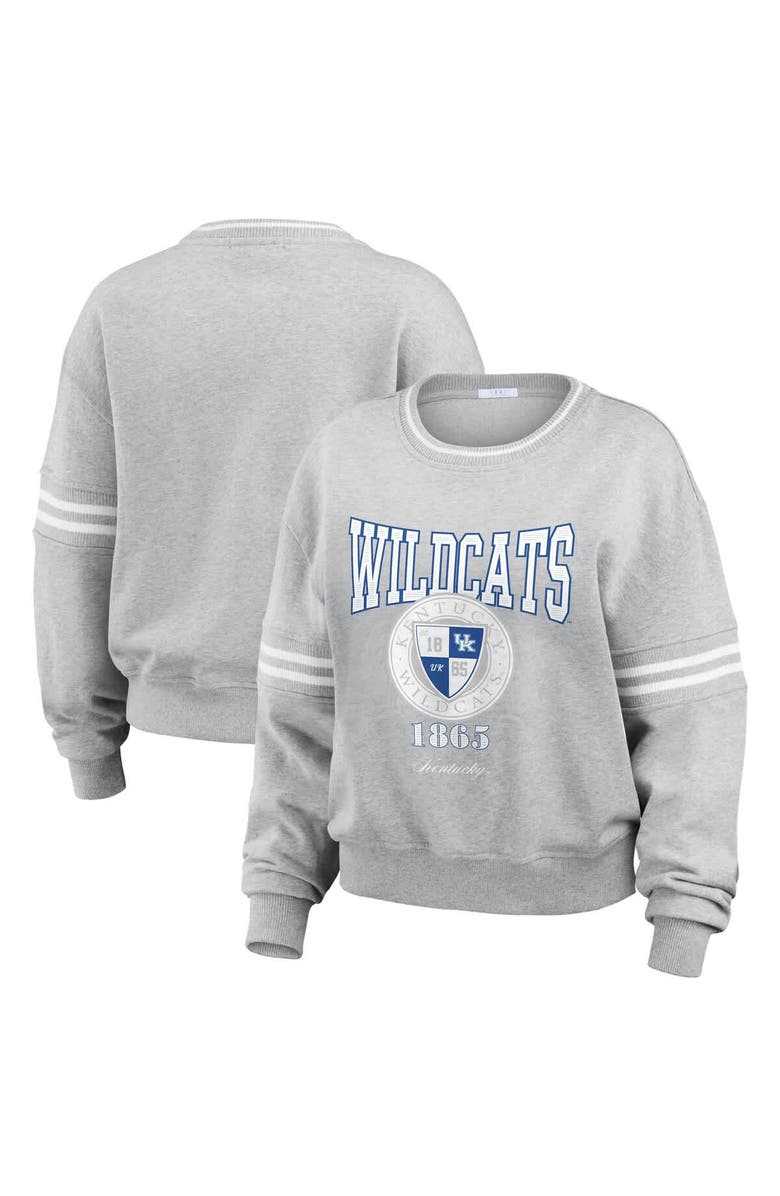 WEAR by Erin Andrews Women's WEAR by Erin Andrews Heather Gray Kentucky Wildcats Classic Stripe Pullover Sweater, Main, color, Heather Gray