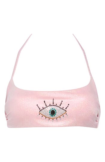 KURT GEIGER KURT GEIGER LONDON RHINESTONE EYE BIKINI TOP 
