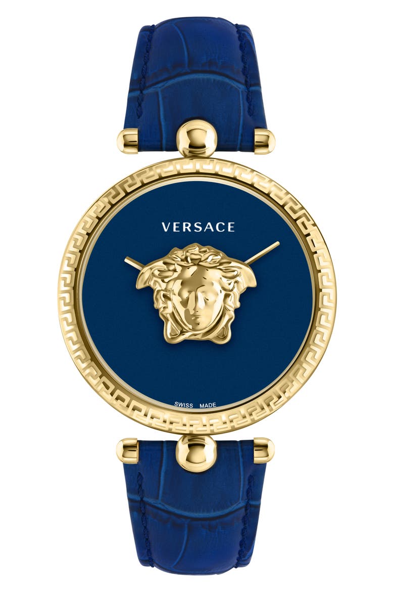 Palazzo Empire Two Hand Quartz Leather Strap Watch, 39mm, Main, color, GOLD