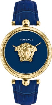Versace Palazzo Empire Two Hand Quartz Leather Strap Watch, 39mm