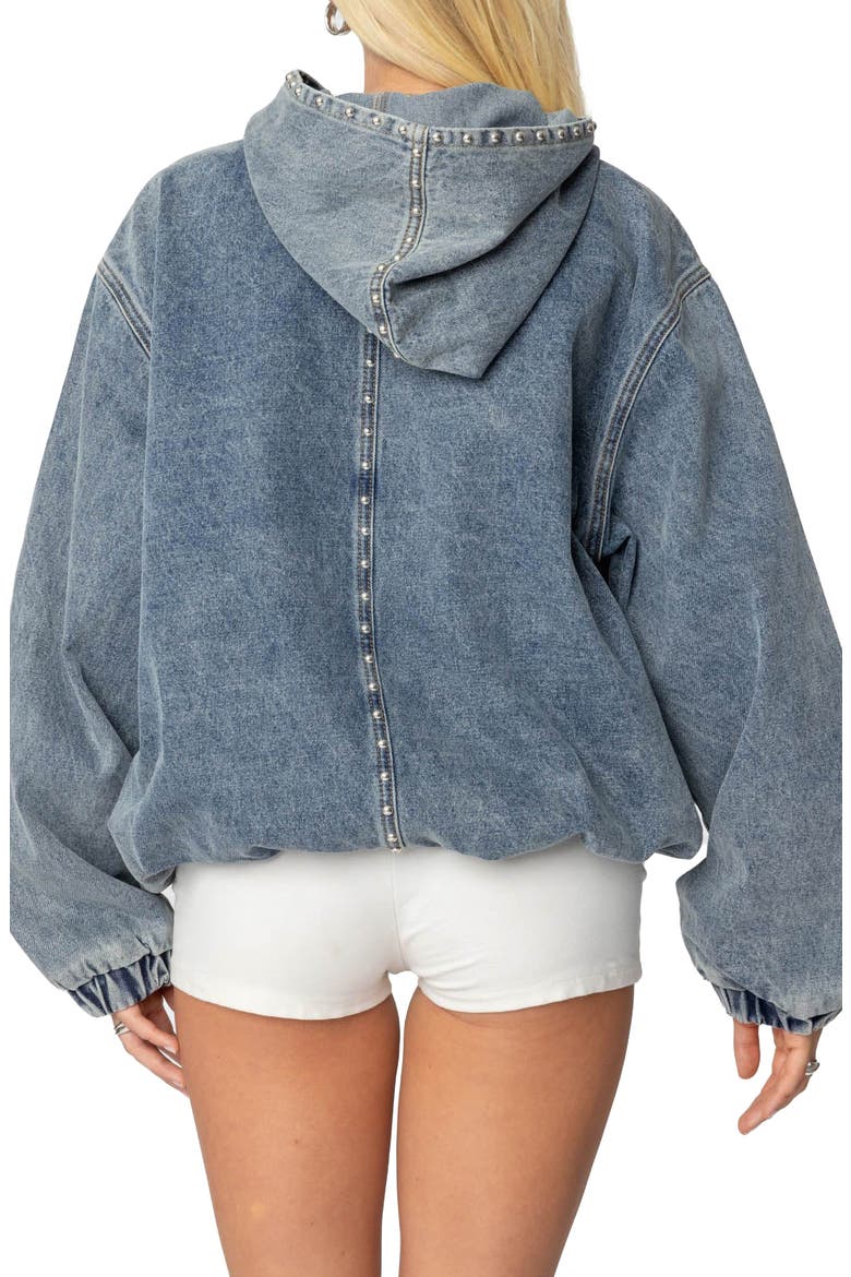 Marney Oversize Studded Denim Hoodie, Alternate, color, BLUE