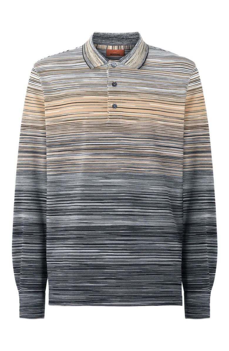 Missoni Long Sleeve Polo With Flame Knit, Alternate, color, Grey