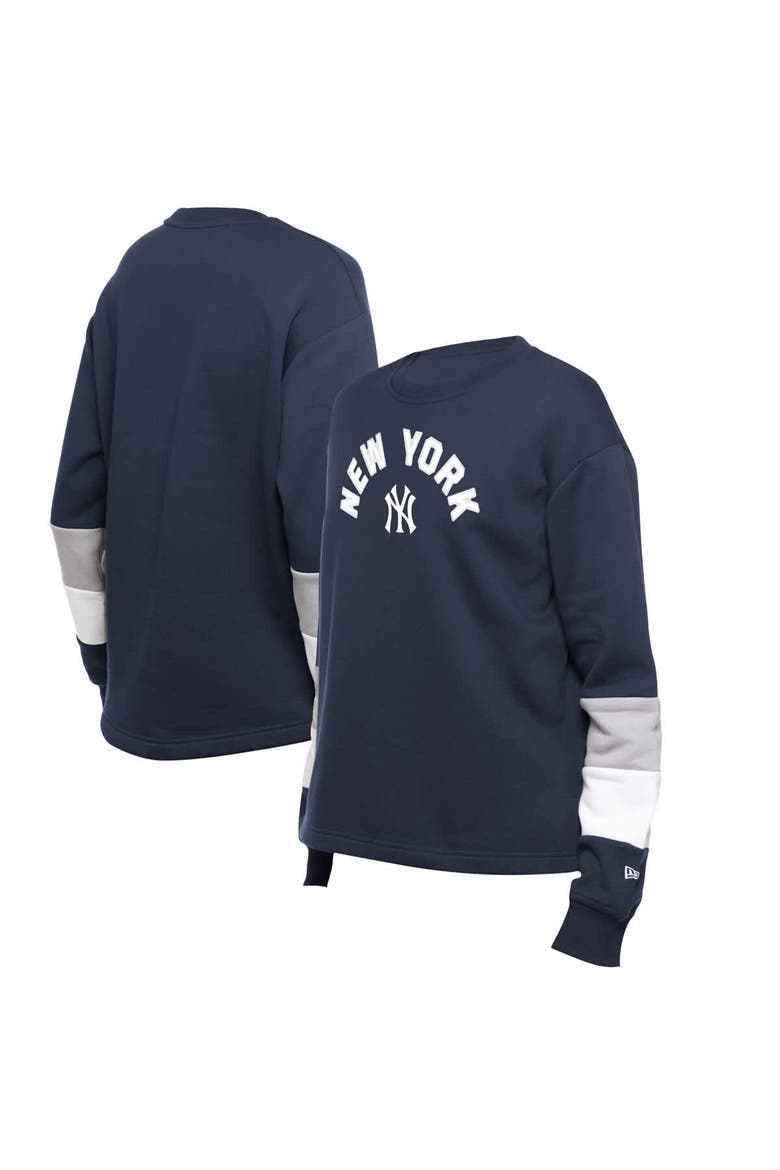 Women's New Era  Navy New York Yankees Gameday Crewneck Sweatshirt, Alternate, color, Navy