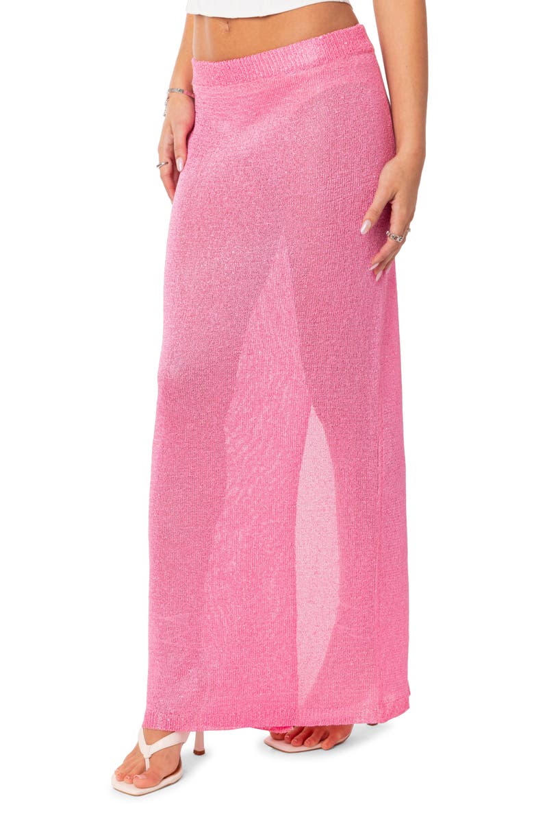 EDIKTED Sequin Sheer Knit Skirt, Alternate, color, 