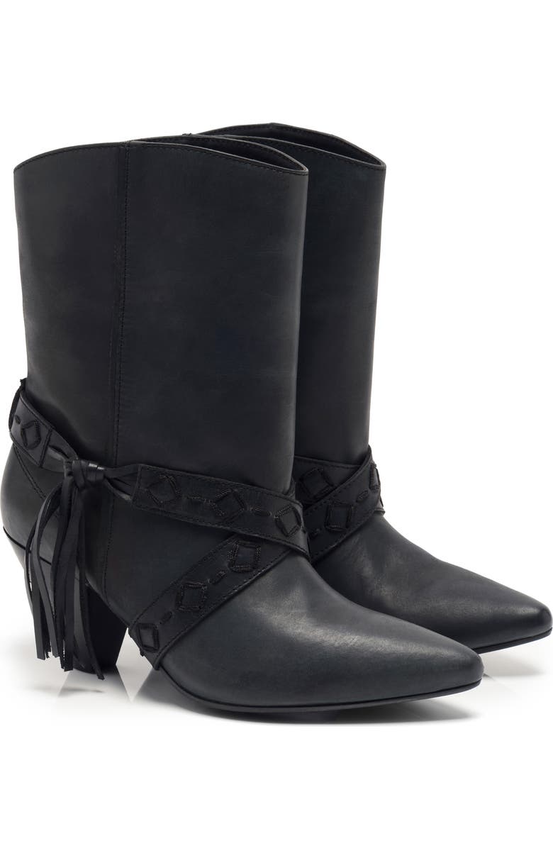 Free People Bronte Belt Wrapped Western Boot, Alternate, color, Faded Black Leather