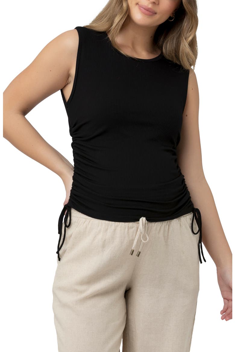 Jodie Ruched Rib Tank  Black, Main, color, Black