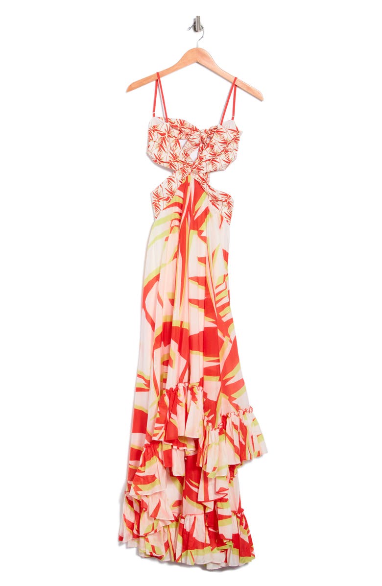 DVF Hera Cutout Dress, Main, color, Palm Geo Orange Giant
