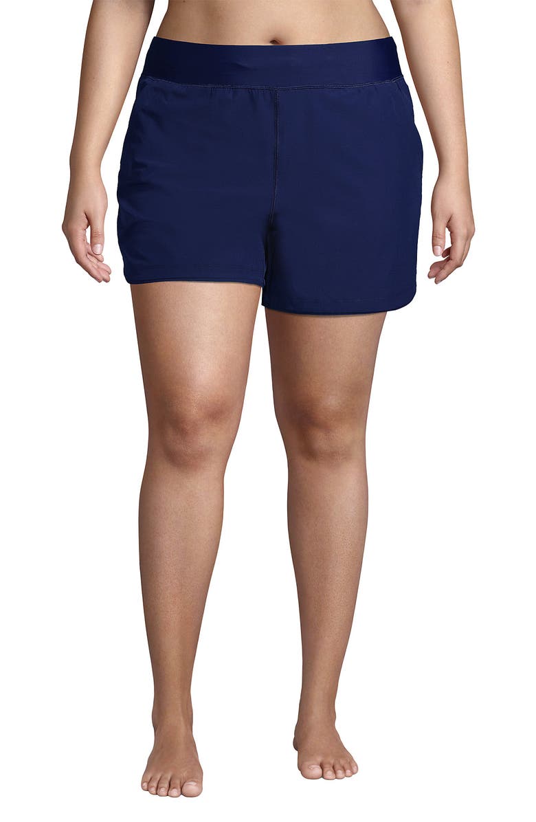 Lands' End SunShade UPF 50 5" Board Shorts, Alternate, color, Deep Sea Navy