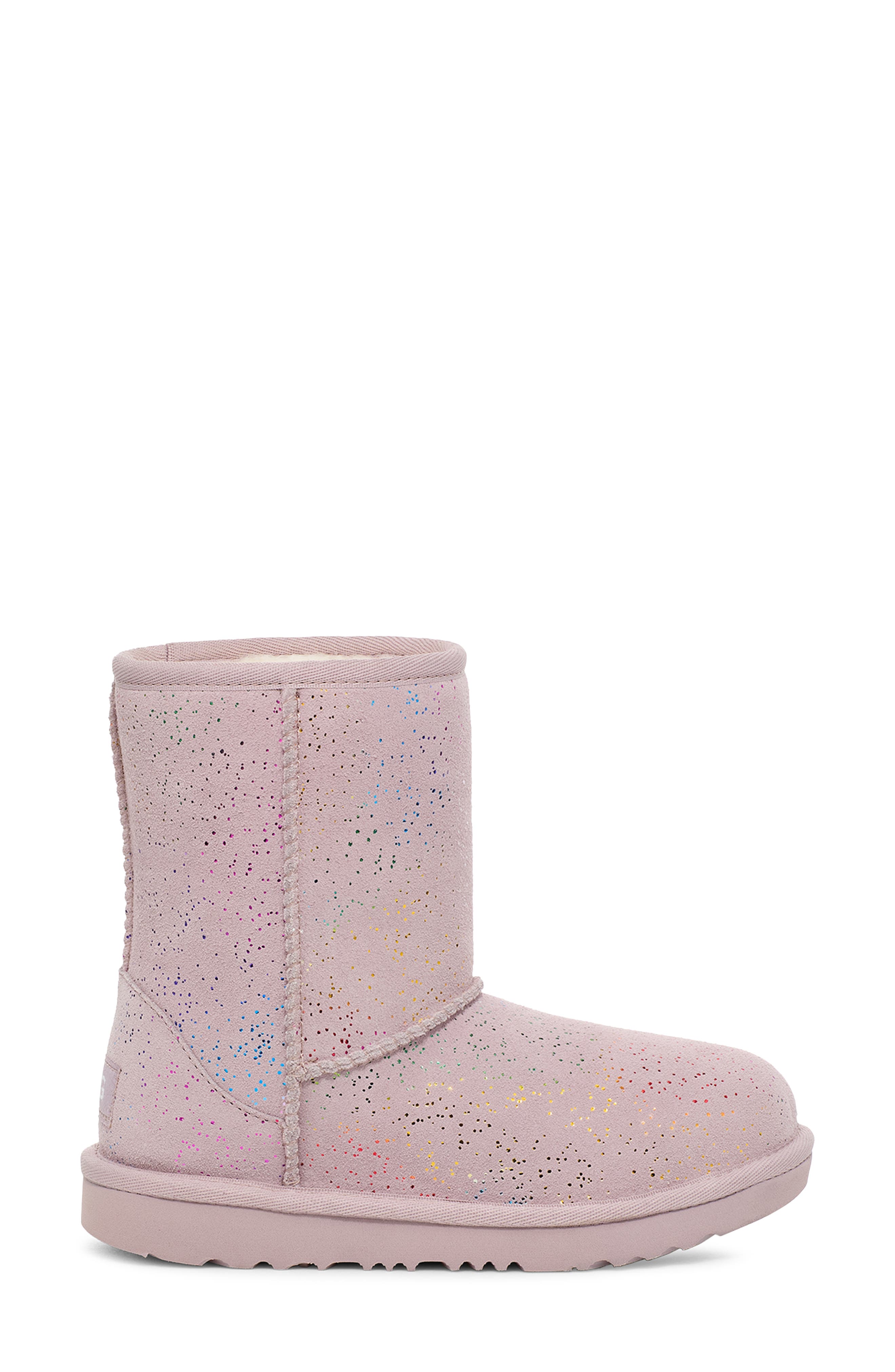 UGG<sup>®</sup> Kids' Classic II Shimmer Sky Boot, Alternate, color, Pale Smoke / Rainbow Metallic
