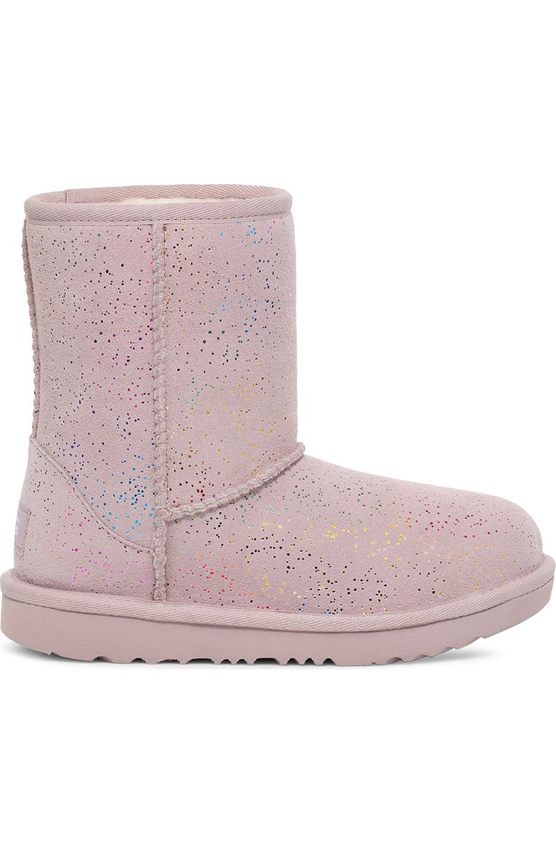 UGG<sup>®</sup> Kids' Classic II Shimmer Sky Boot, Alternate, color, Pale Smoke / Rainbow Metallic