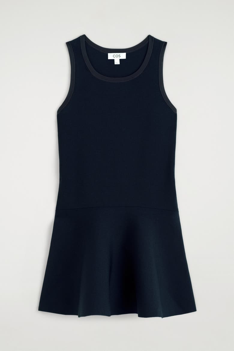 Flared Knitted Mini Dress, Alternate, color, NAVY