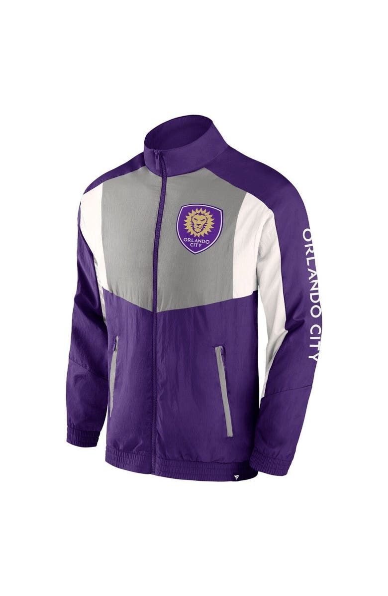 FANATICS Men's Fanatics Branded  Purple Orlando City SC Net Goal Raglan Full-Zip Track Jacket, Alternate, color, 