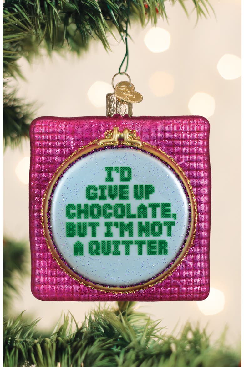 I'd Give Up Chocolate Ornament, Alternate, color, PINK