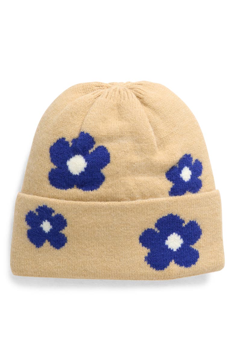 NATASHA Floral Knit Beanie, Main, color, 