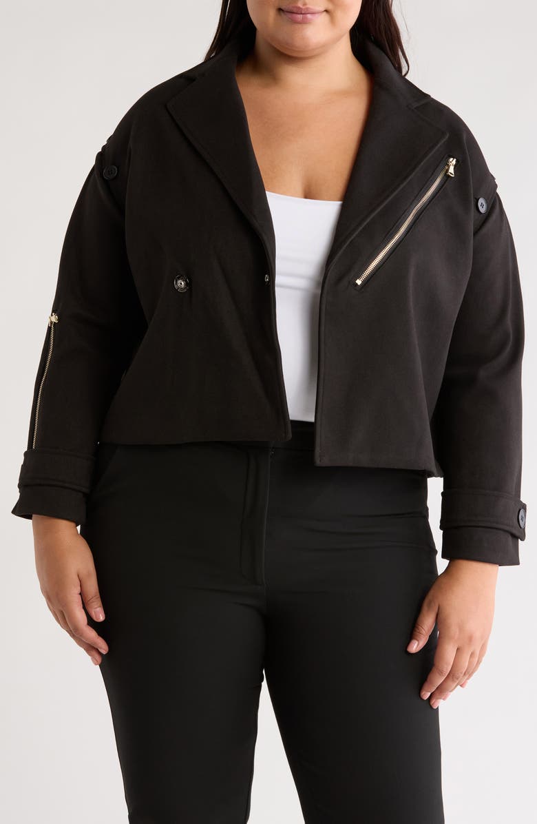 PATRIZIA LUCA Boxy Zip Front Jacket, Main, color, Black
