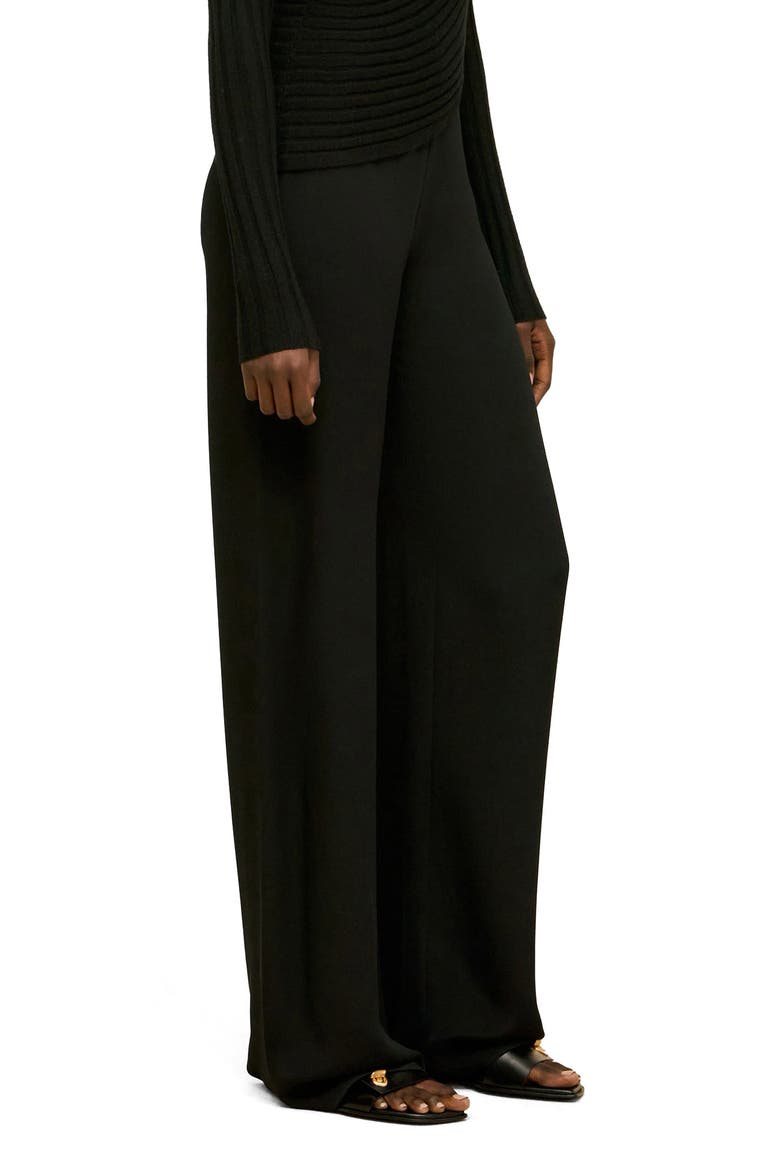 Sara Floral Silk Wide Leg Pants, Alternate, color, BLACK
