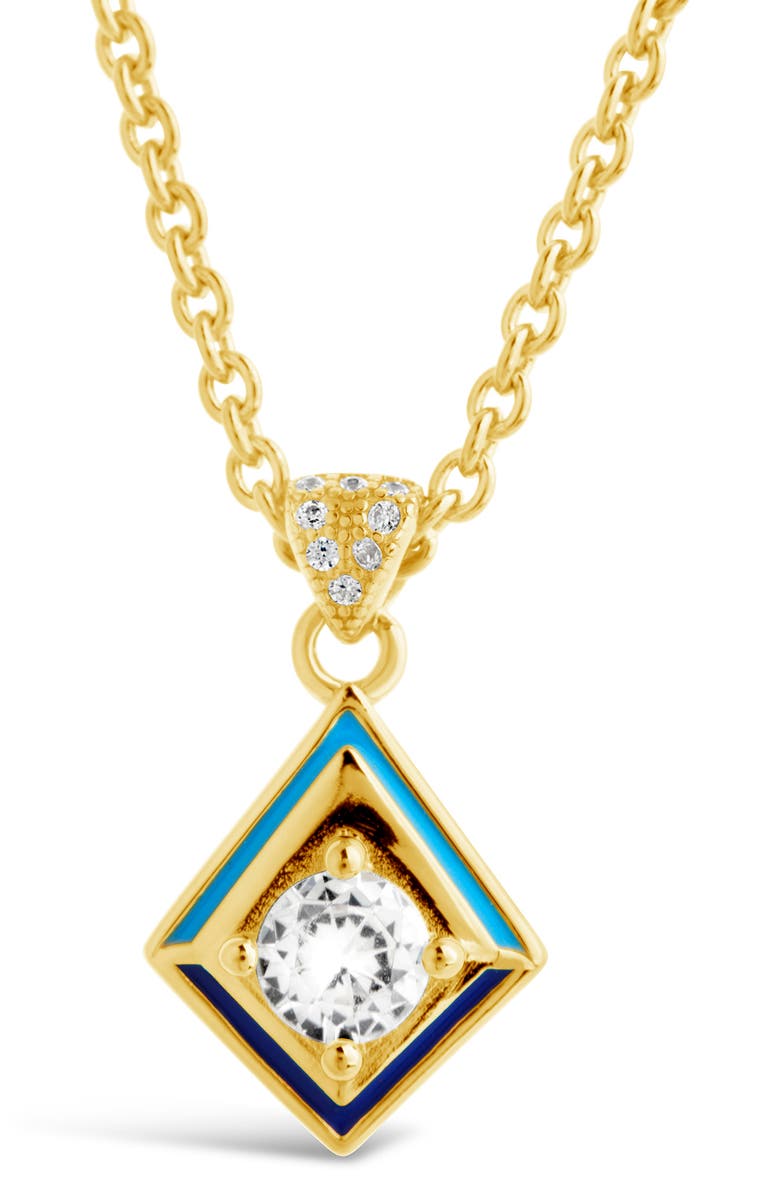Sterling Forever Azurine CZ Pendant Necklace, Alternate, color, Gold