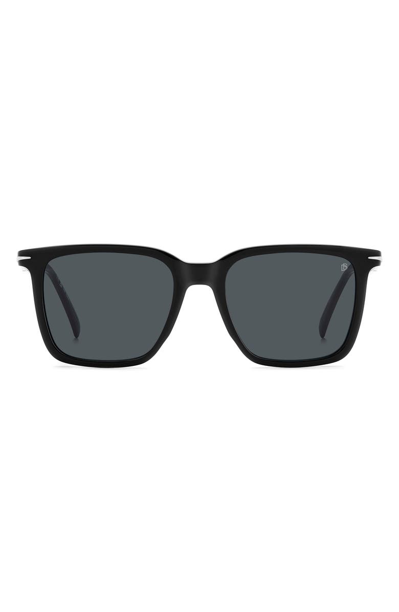 David Beckham Eyewear 53mm Rectangular Sunglasses, Main, color, Black Dark Ruthenium