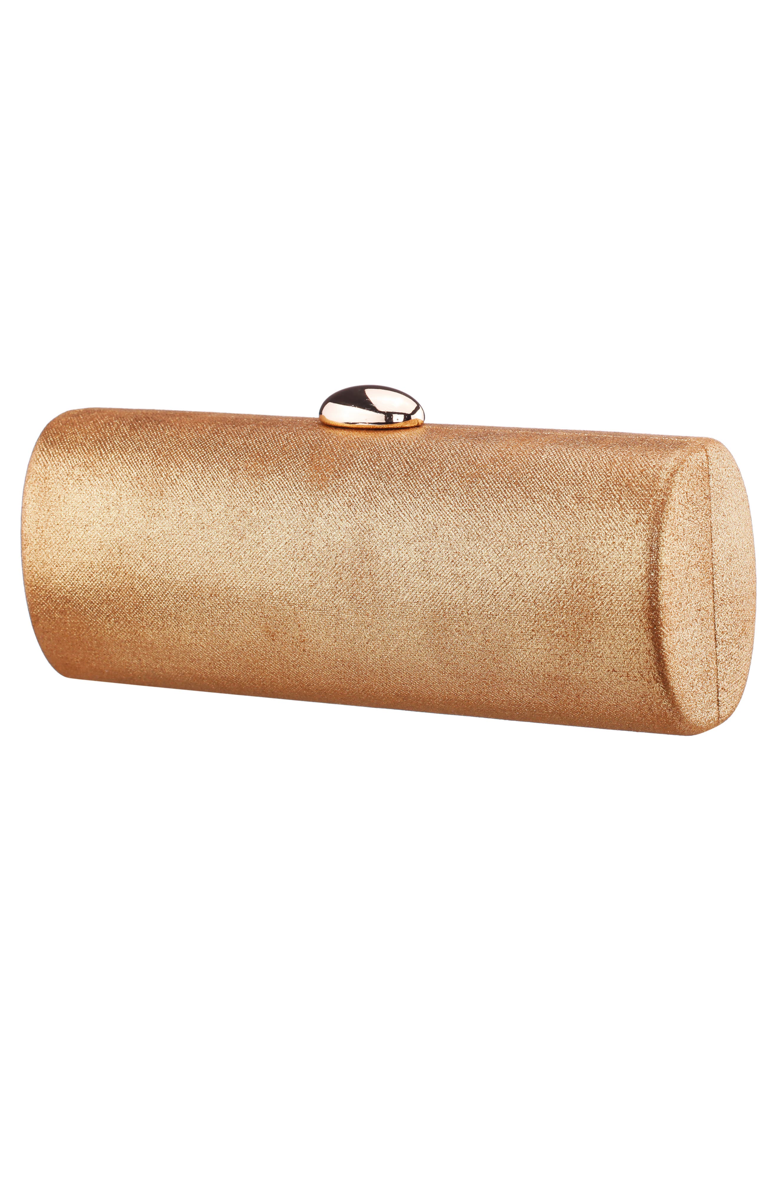 Xandra Metallic Faux Leather Frame Clutch, Alternate, color, PURE GOLD