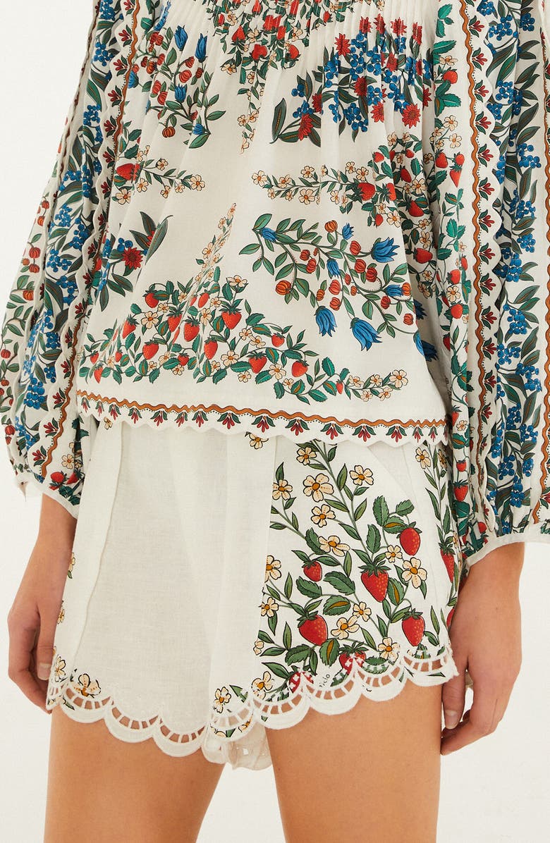 FARM Rio Fruit Beauty Richelieu Linen Running Shorts, Alternate, color, Off-White