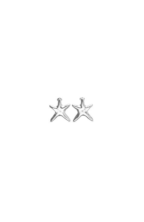 Medium Silver-tone Star Earrings