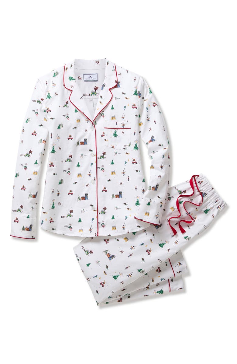 Petite Plume Holiday Print Cotton Twill Pajamas, Alternate, color,